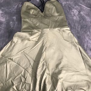 Bebe olive green silk dress